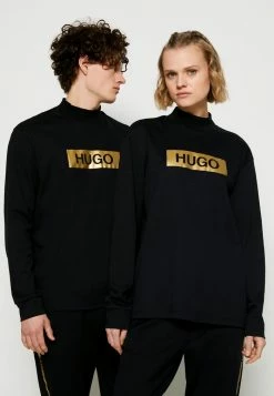 Bon marché ⭐ HUGO DISAMU METALLIC UNISEX - T-shirt à Manches Longues - Black/gold 😉