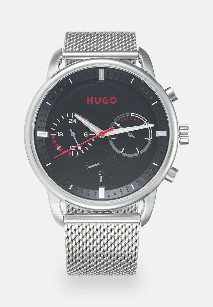 Coupon ⌛ HUGO ADVISE - Montre - Silver-coloured/black 🔥 1 Coupon ⌛ HUGO ADVISE - Montre - Silver-coloured/black 🔥
