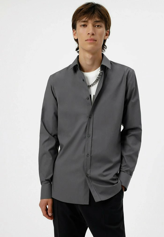 Promo 👏 HUGO ELISHA - Chemise Classique - Anthracite ✨ 1 Promo 👏 HUGO ELISHA - Chemise Classique - Anthracite ✨