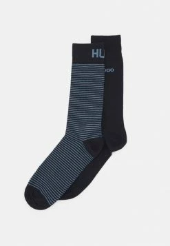 Meilleure vente ⭐ HUGO STRIPE 2 PACK - Chaussettes - Dark Blue ⌛