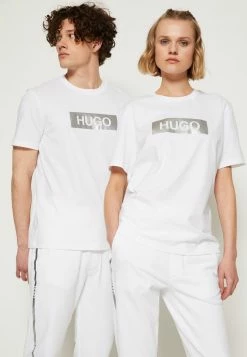 Sortie 🤩 HUGO DIRAGOLINO METALLIC UNISEX - T-shirt Imprimé - White/silver 🌟