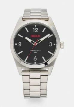 Remise 👍 HUGO MAKE - Montre - Silver-coloured/black 🤩