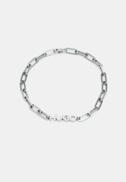 Tout neuf ✔️ HUGO LOGOBOLD NECKLACE UNISEX - Collier - Silver-coloured 🥰