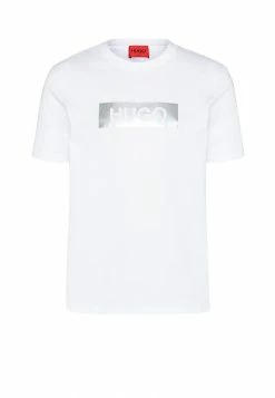Sortie 🤩 HUGO DIRAGOLINO METALLIC UNISEX - T-shirt Imprimé - White/silver 🌟 -HUGO Sales f5dd109378b04988b30e20296ea927a8