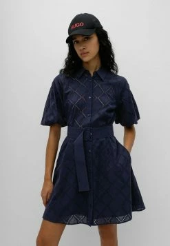 Offres ✨ HUGO Robe Chemise - Dark Blue 🛒